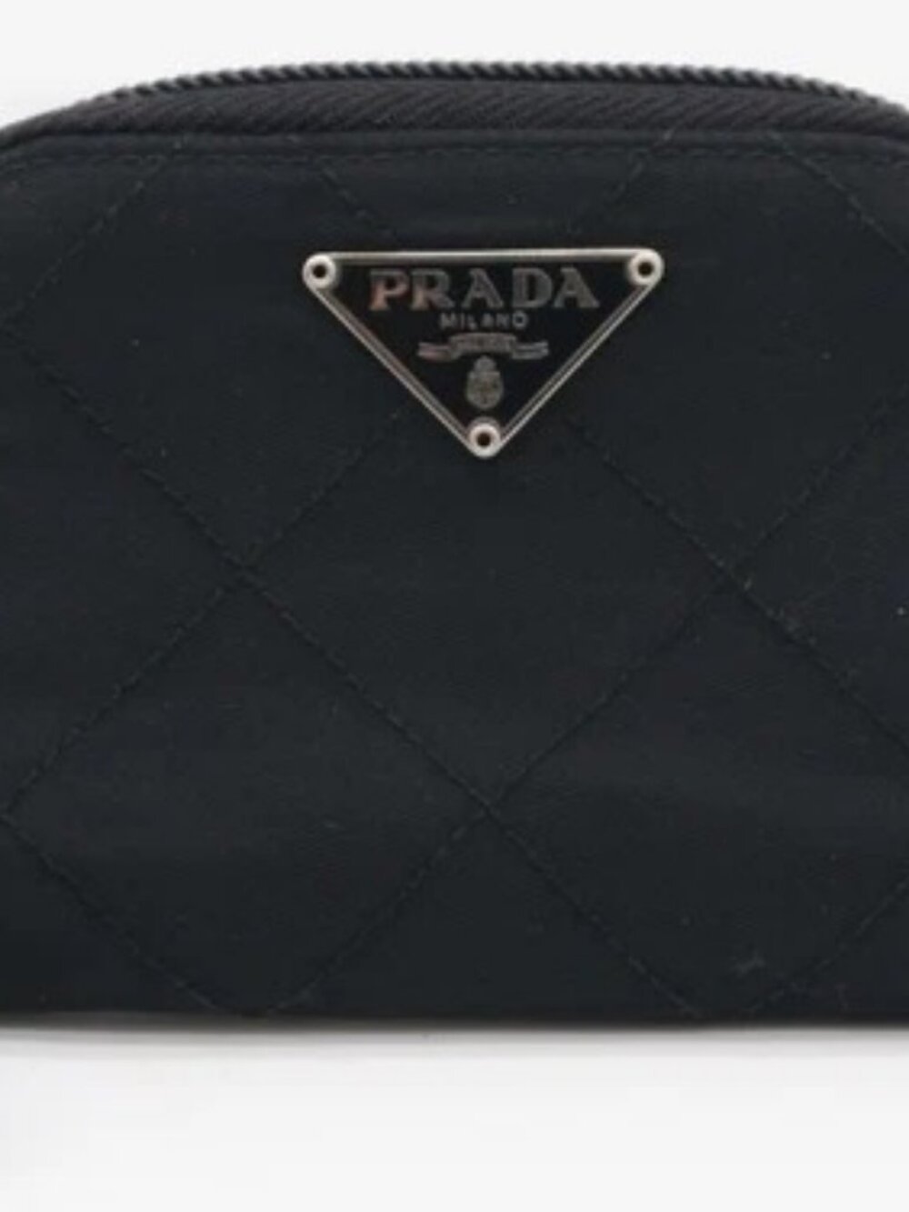 Prada Black Quilted Nylon Zip Around French Wallet